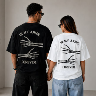 Camiseta Para Sempre Nos Meus Braços Esqueleto Punhos Camis