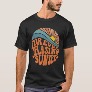 Camiseta Para sempre perseguindo Pôrs do sol Praia Palavras