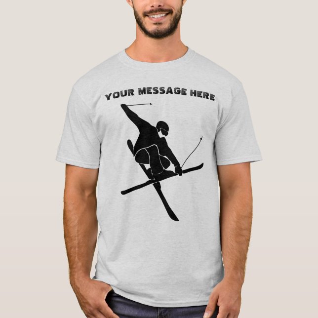Camiseta Para Skiers Ski Trick Black Silhouette Graphic (Frente)