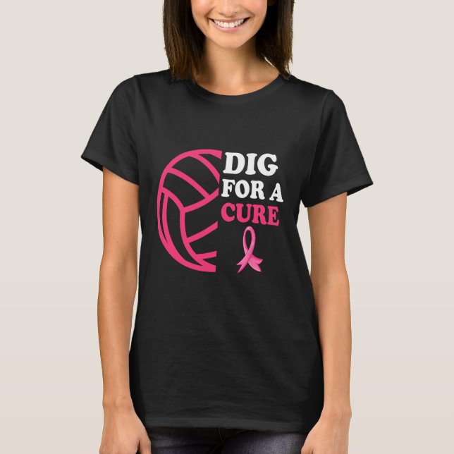 Camiseta Para um Cancer de mama puro rosa de vôlei (Frente)