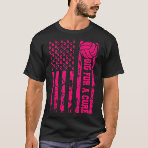 Camiseta Para Um Cancer De Vôlei Rosa-Americano