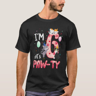 Camiseta Parabéns 6 Anos Menina Gato Gatito 6 Anos Bday