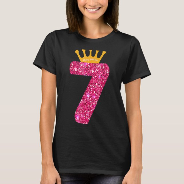 Camiseta Parabéns, 7 de Festas de Aniversário de 7 Anos (Frente)