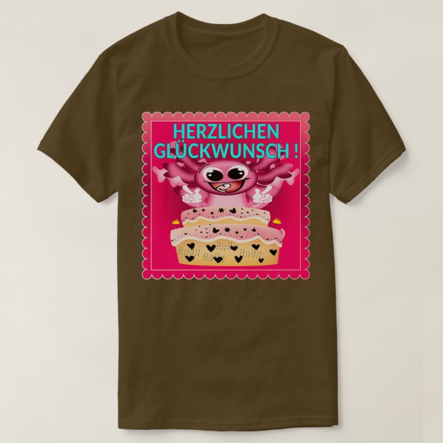 Camiseta Parabéns, Bolo Axolotl 1 (Frente do Design)
