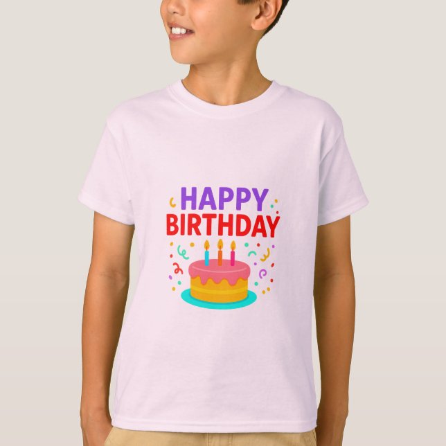 Camiseta Parabéns, Bolo Gráfico (Frente)