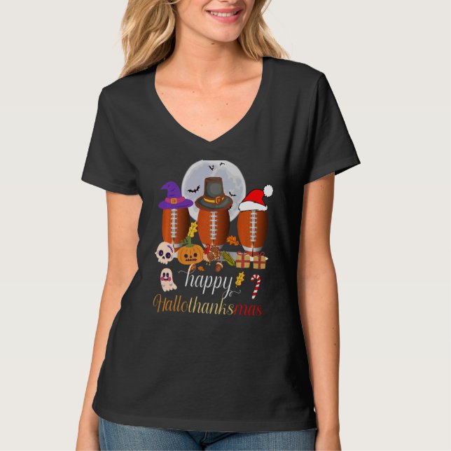 Camiseta Parabéns, bruxa de futebol de Santa Hat. (Frente)