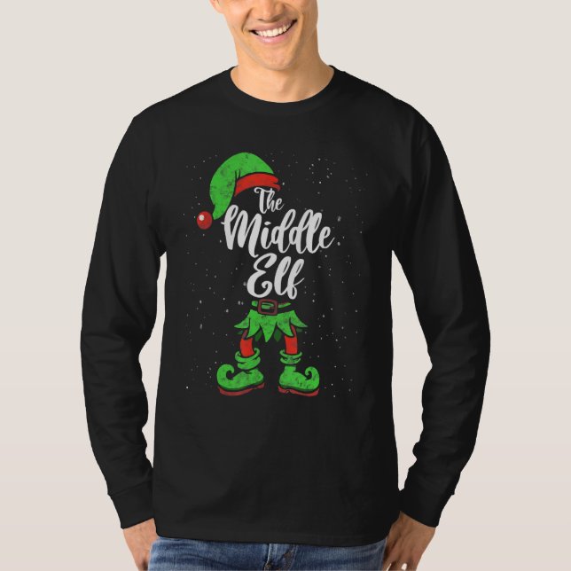 Camiseta Parabéns da Família do Elf do Meio Pajama Costum (Frente)