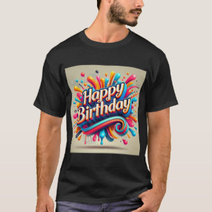 Camiseta Parabéns de cor de negrito de aniversário
