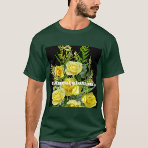 Camiseta Parabéns de Imagem de Flores Amarelas de Impressõe