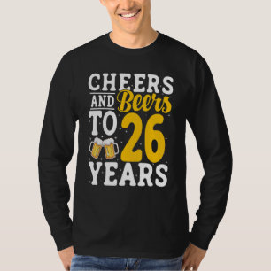 Camiseta Parabéns e Cervejas para 26 Anos Bebendo Cerveja 2