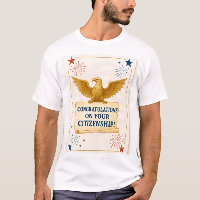 Camiseta Parabéns Elegantes de Cidadania dos Estados Unidos (Frente)