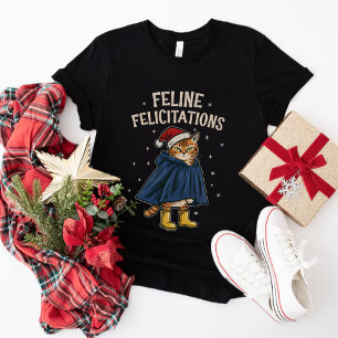 Camiseta Parabéns Felinos Piadas de Natal de Gato de Férias