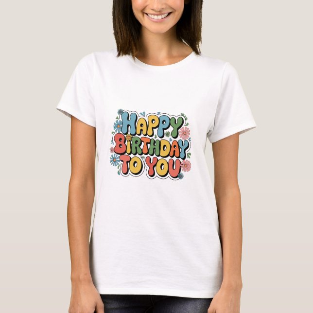 Camiseta Parabéns Floral Groovy (Frente)