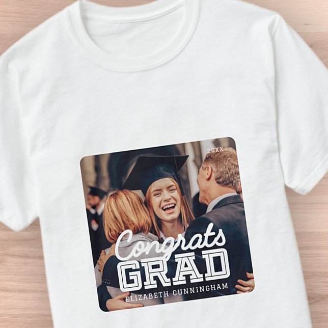 Camiseta Parabéns Formando Foto de Pré-Disquete Simples Mod (Criador carregado)