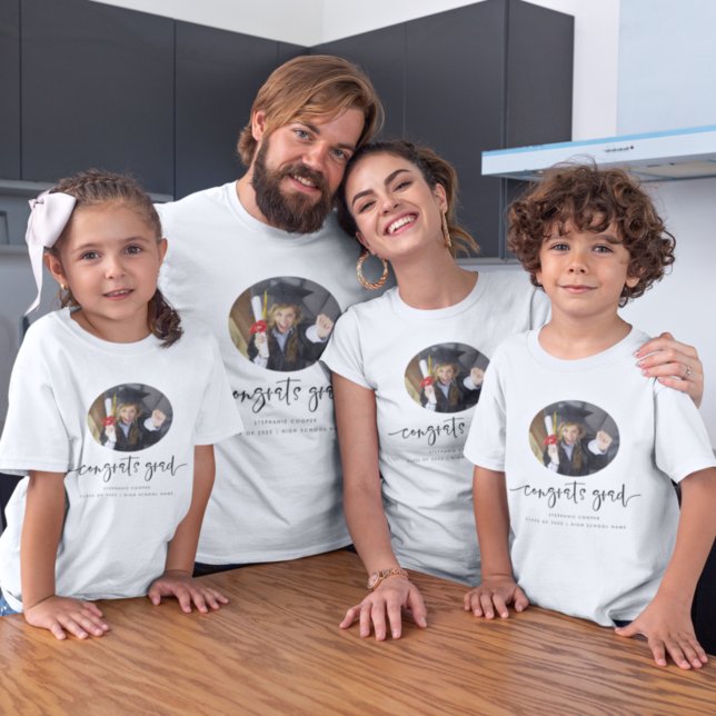 Camiseta Parabéns Formando Script Foto Graduação T-Shirt (Criador carregado)