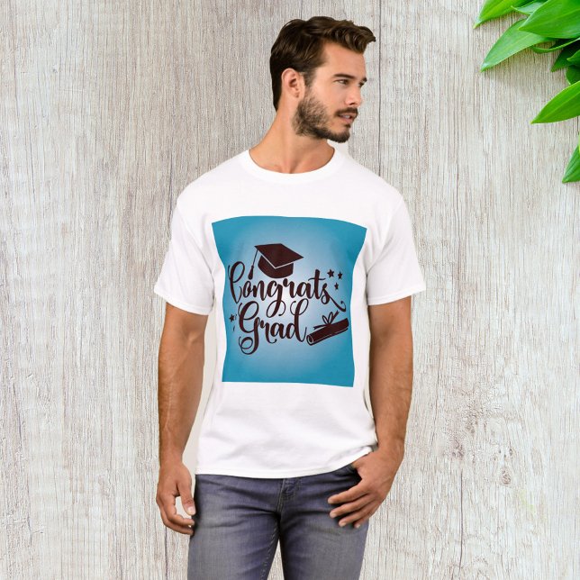 Camiseta Parabéns Graduado Celebração de Graduação Azul (Criador carregado)