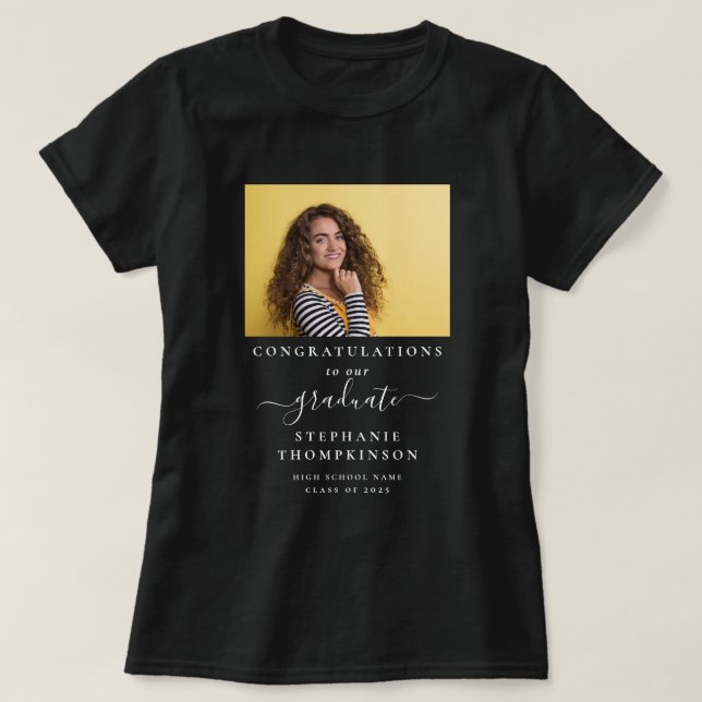 Camiseta Parabéns Graduado Foto Família Formatura Branco (Frente do Design)