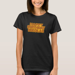 Camiseta Parabéns Nikolas Personalizado Nome Retro Typ