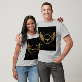 Camiseta Parabéns texto Dourado imagem Eagle Wings Cinza