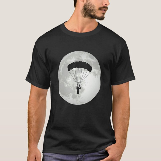 Camiseta Parachuting Moon Parachutist Paragliding Skydiver  (Frente)