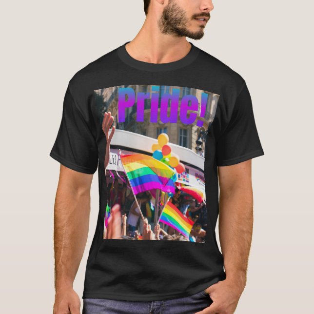 Camiseta Parada do Orgulho de Sinalizador do Arco-Íris (Frente)
