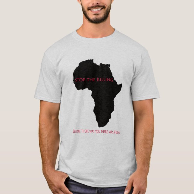 Camiseta Parada    preta de África do t-shirt a matança (Frente)