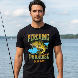 Camiseta Paradiso da Pesca de Perca do Lago Erie Pescador d