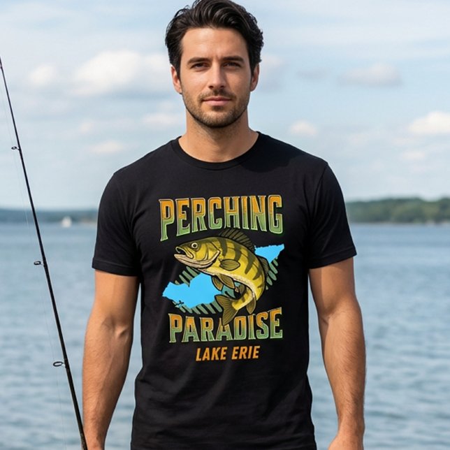 Camiseta Paradiso da Pesca de Perca do Lago Erie Pescador d (Criador carregado)