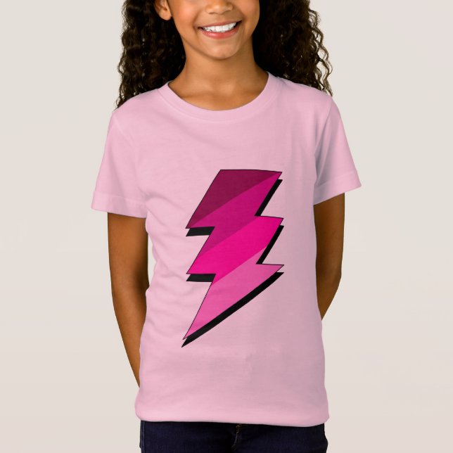 Camiseta Parafuso de trovão cor-de-rosa do relâmpago (Frente)