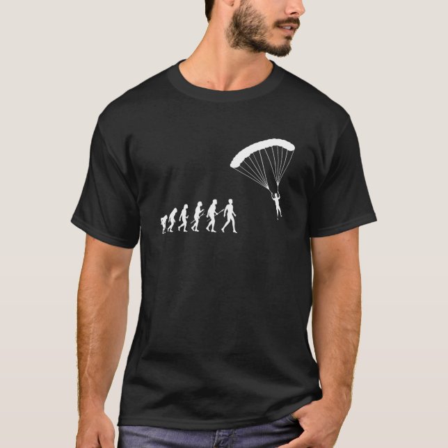 Camiseta Paraglider Evolution Flying Skydiver Parachute Spo (Frente)