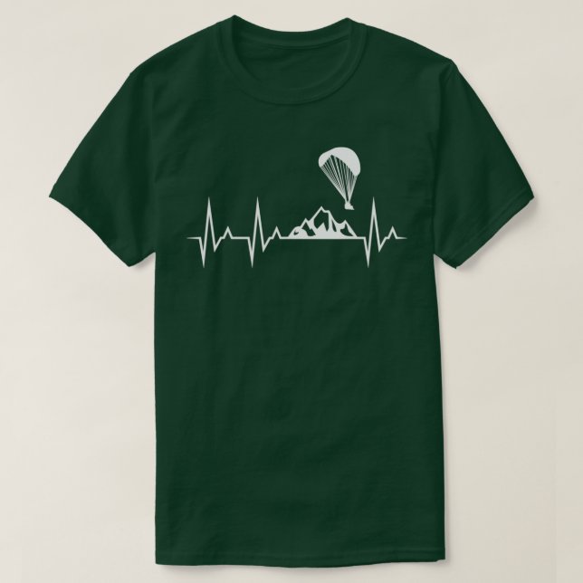 Camiseta Paraglider Heartbeat Funny Paraquedas Parapente (Frente do Design)
