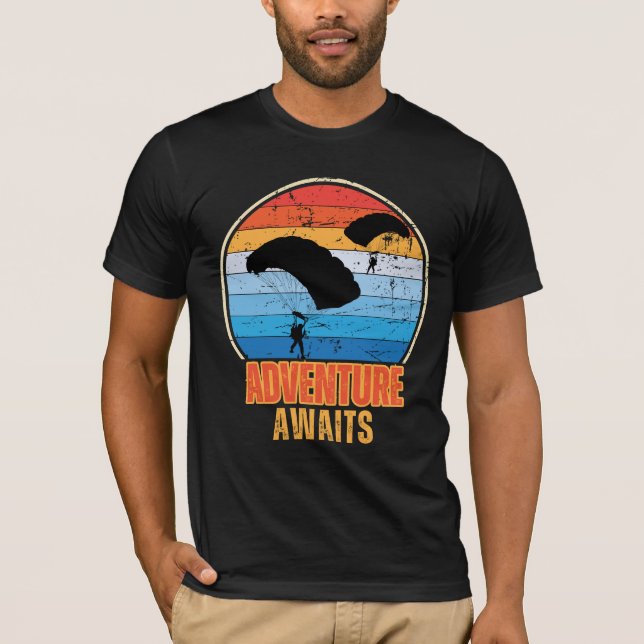 Camiseta Paragliding Adventur, aventura aguarda vintage (Frente)
