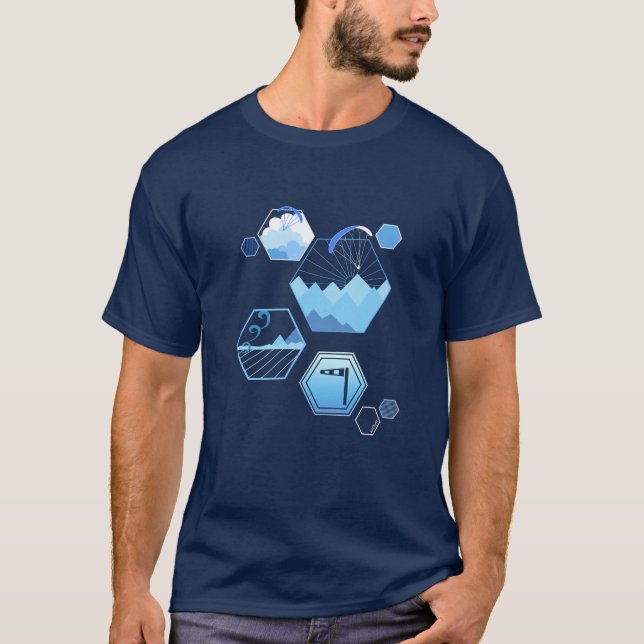 Camiseta Paragliding Tessellating Elements Blue (Frente)