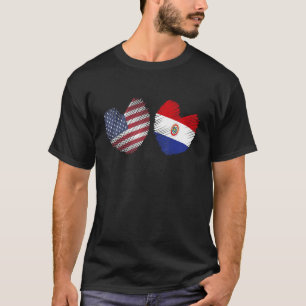 Camiseta Paraguai EUA Coração Americana Bandeira Paraguai L