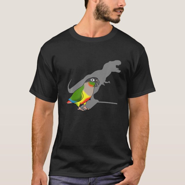 Camiseta Paraíba Amarelo Conure Rex Funny Dinossaur Parrot  (Frente)