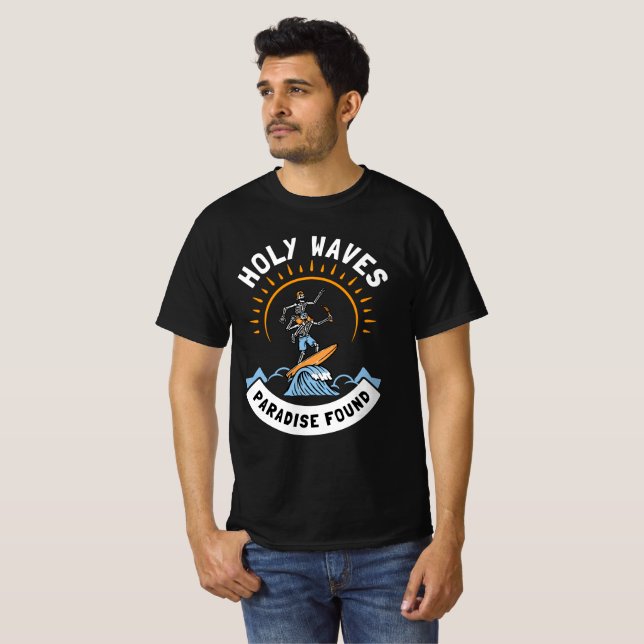 Camiseta Paraíso das Ondas Sagradas Encontrado (Frente Completa)