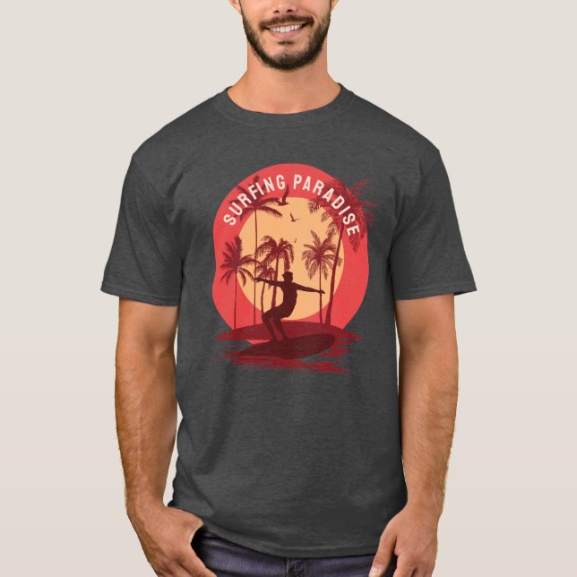Camiseta Paraíso de Surfe na Viagem Retroativa (Frente)