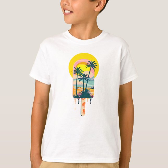 Camiseta Paraíso dos Sweets Sunset de Verão Tropical (Frente)