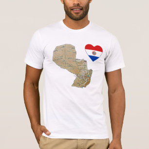 Camiseta Paraíso Sinalizador paraguaio e map-shirt