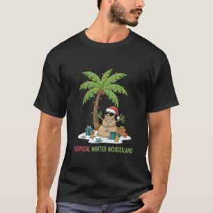 Camiseta Paraíso Tropical de Inverno Natal Divertido