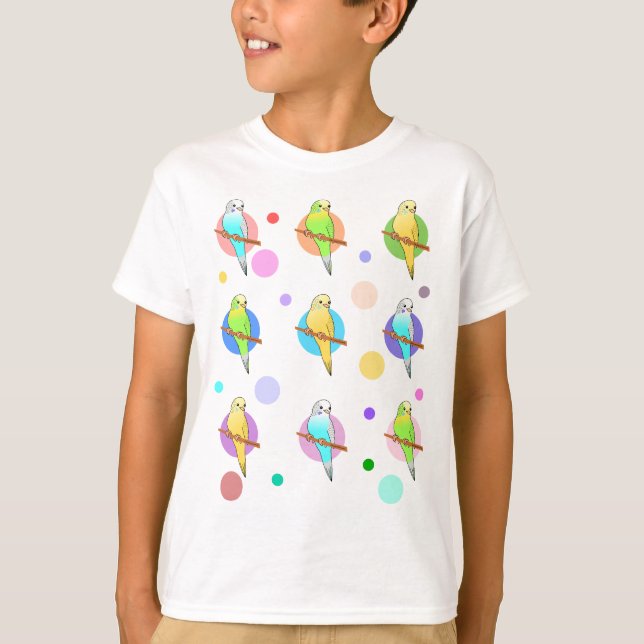 Camiseta Parakeets & teste padrão de bolinhas (Frente)