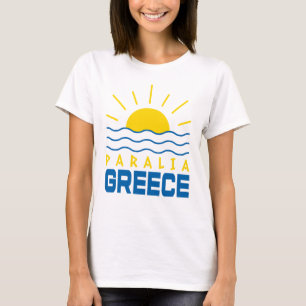 Camiseta Paralia Grécia Sol e Ondas Marítimas Mulheres
