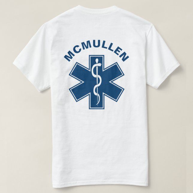 Camiseta paramédico EMT EMS Azul (Verso do Design)