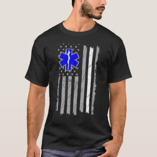 Camiseta paramédico EMT EUA Bandeira 4 de julho de Ambulânc