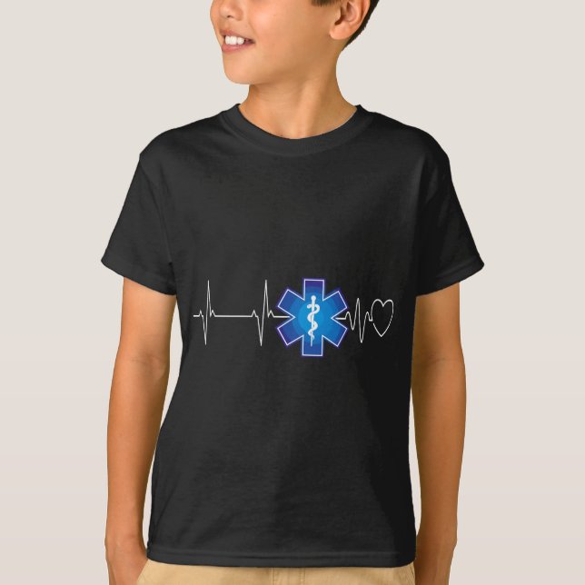 Camiseta Paramédico Pulsação EKG Emergência EMT EMS Gift (Frente)