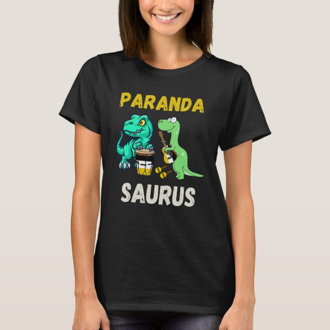 Camiseta Parandasaurus Dinossauros Tocando Tambor Garifuna  (Frente)