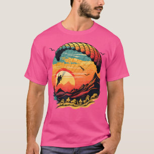 Camiseta Parapente Sobre Montanhas Sunset Parachute Skydiv