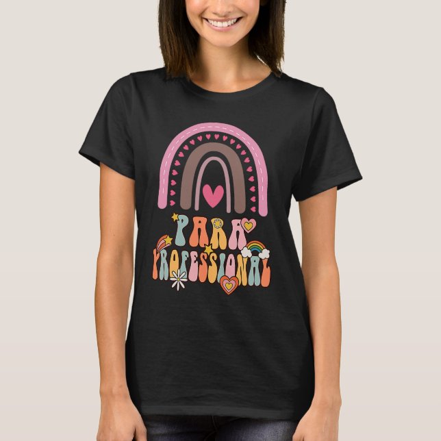 Camiseta Paraprofessional Groovy Retro Vintage Rainbow Cute (Frente)