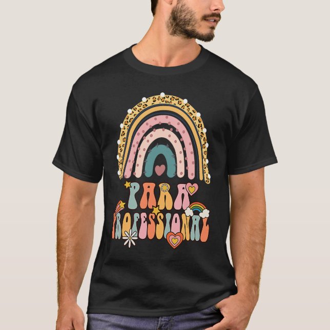 Camiseta Paraprofessional Groovy Retro Vintage Rainbow Cute (Frente)