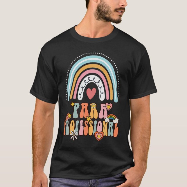 Camiseta Paraprofessional Groovy Retro Vintage Rainbow Cute (Frente)